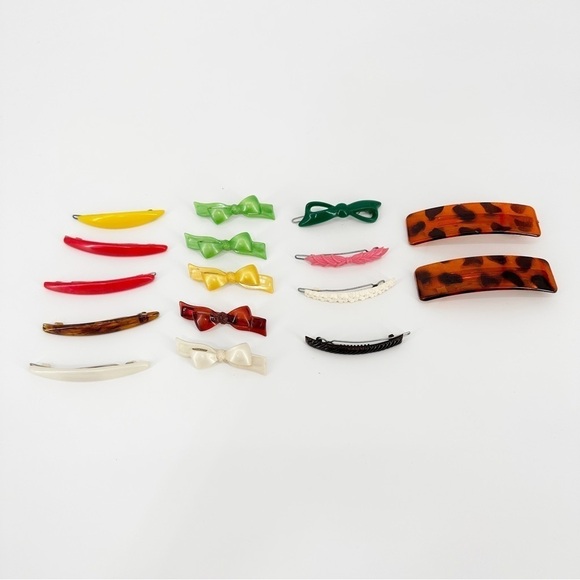 Vintage 70s 80s Plastic Metal Hair Clip Barrette Lot Bundle - Picture 1 of 4